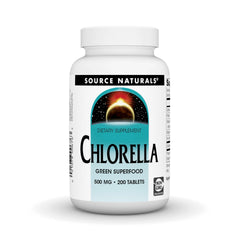 Bottle of Source Naturals Chlorella 500 mg Green Superfood - front view