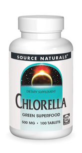 Label of Source Naturals Chlorella 500 mg Green Superfood