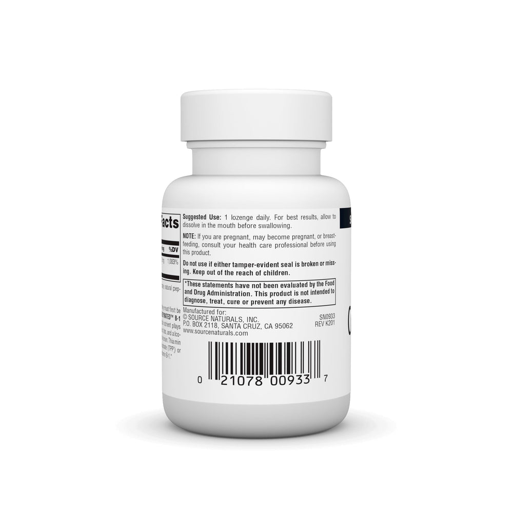 Packaging for Source Naturals Coenzymated B-1 25mg lozenges