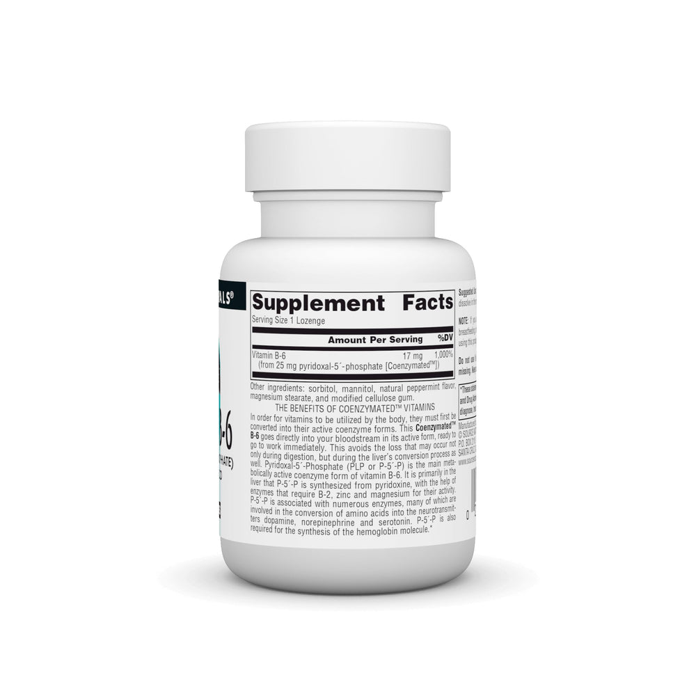 Bottle of Source Naturals Coenzymated B-6 25 mg PLP lozenges