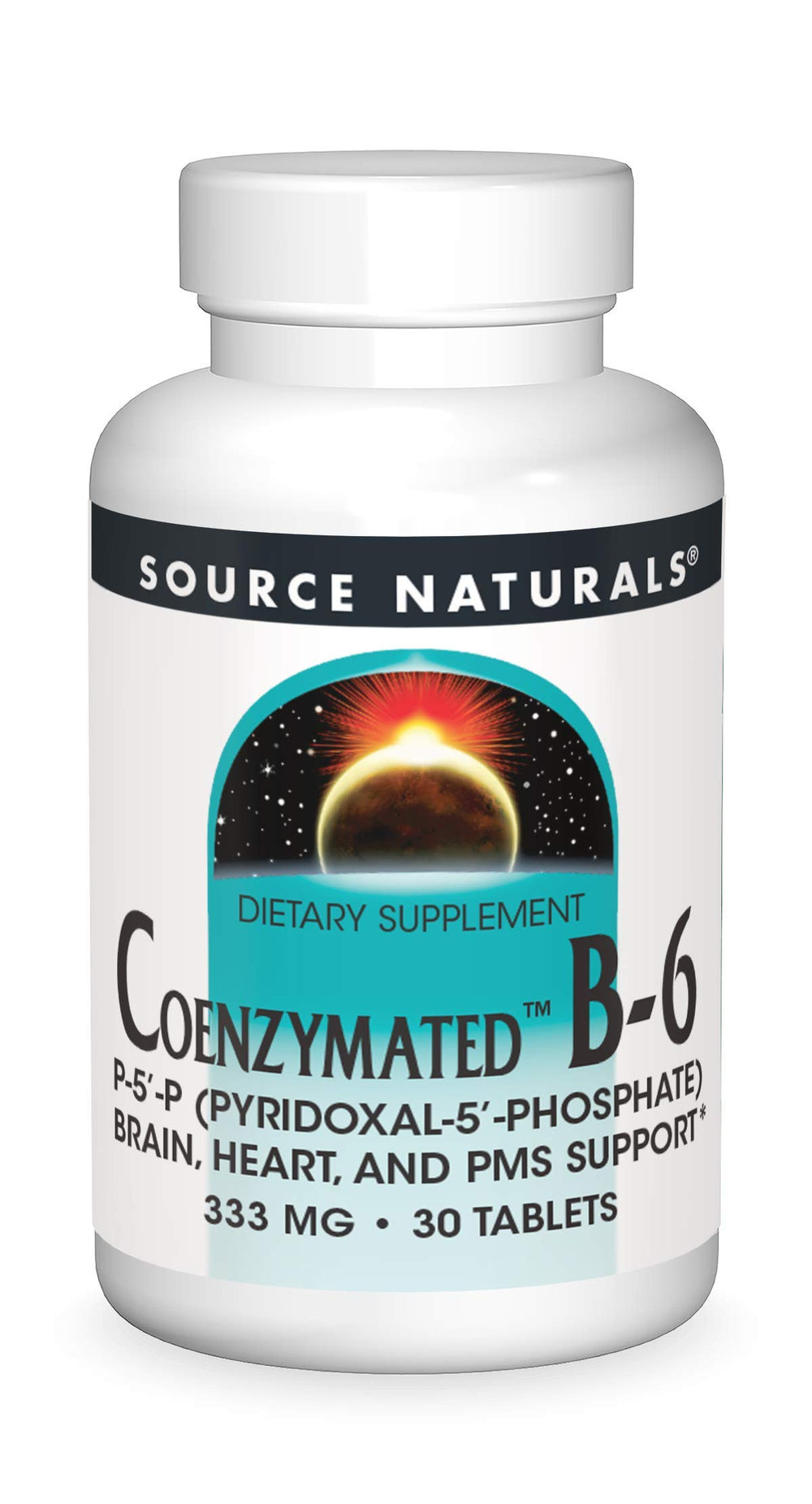 Front view of Source Naturals Coenzymated B-6 30 tablets bottle