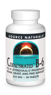 Front view of Source Naturals Coenzymated B-6 30 tablets bottle