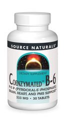 Front view of Source Naturals Coenzymated B-6 30 tablets bottle