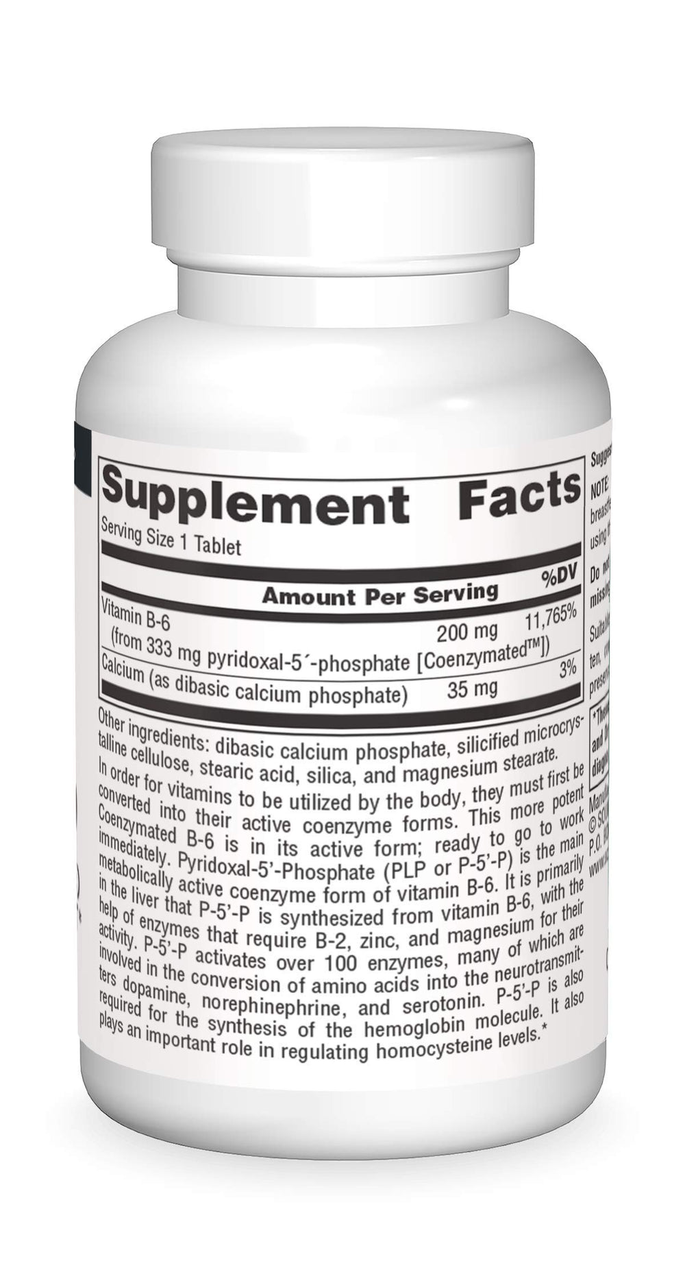 Product label for Source Naturals Coenzymated B-6 333 mg
