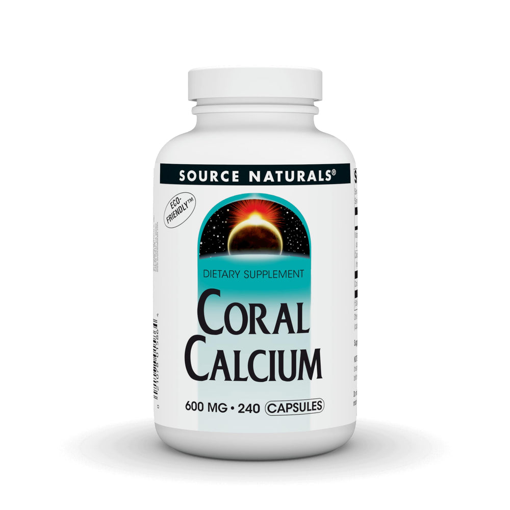 Source Naturals Coral Calcium bottle front view showing calcium support for bones