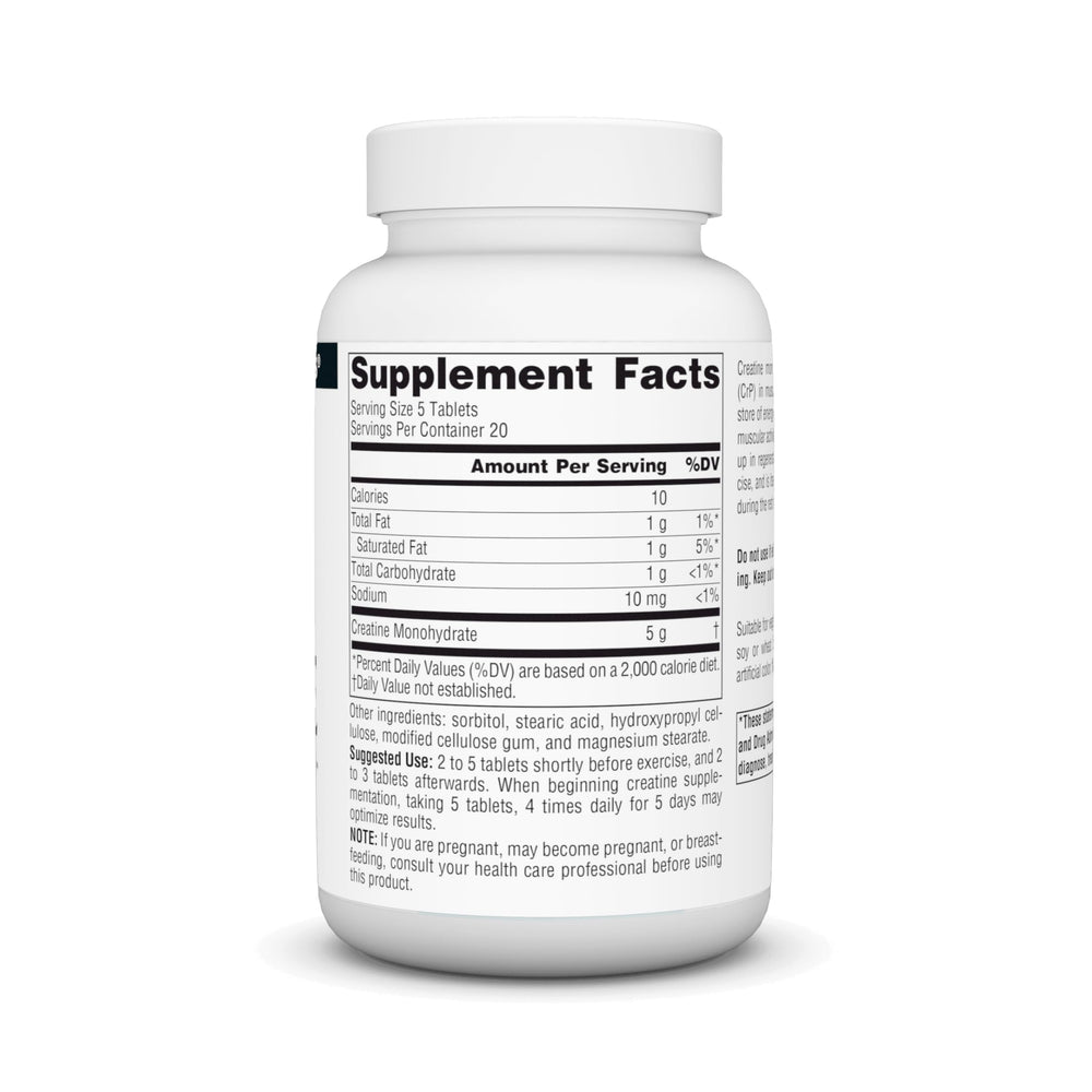 Creatine monohydrate tablets close-up