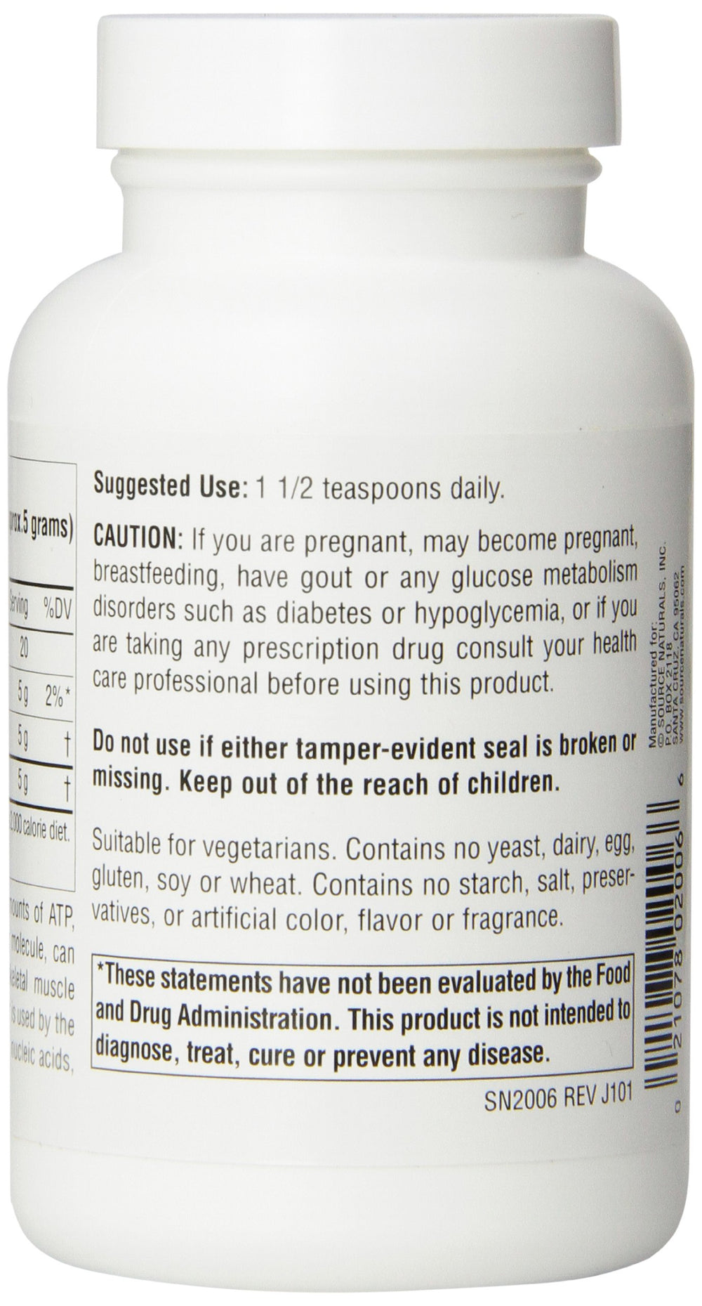 Source Naturals D-Ribose product packaging