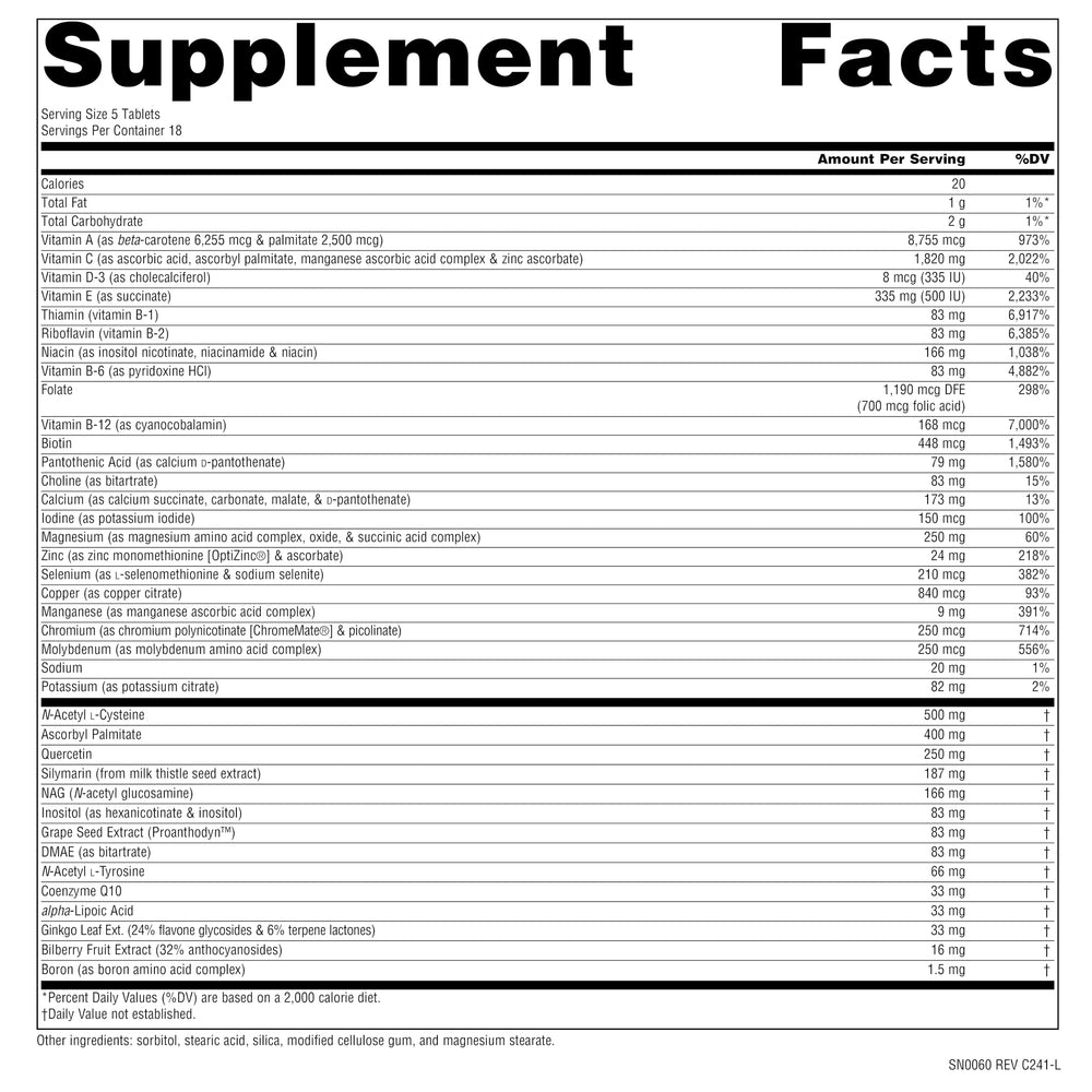 Product image showing vitamins and packaging of Elan Vital Multiple