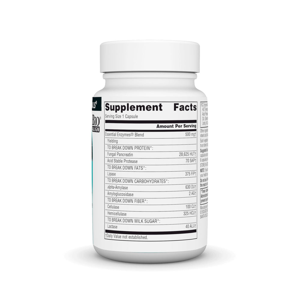Digestive enzyme supplement packaging shown for digestion support