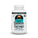 Front view of Source Naturals Essential Enzymes bottle in vegetarian capsules