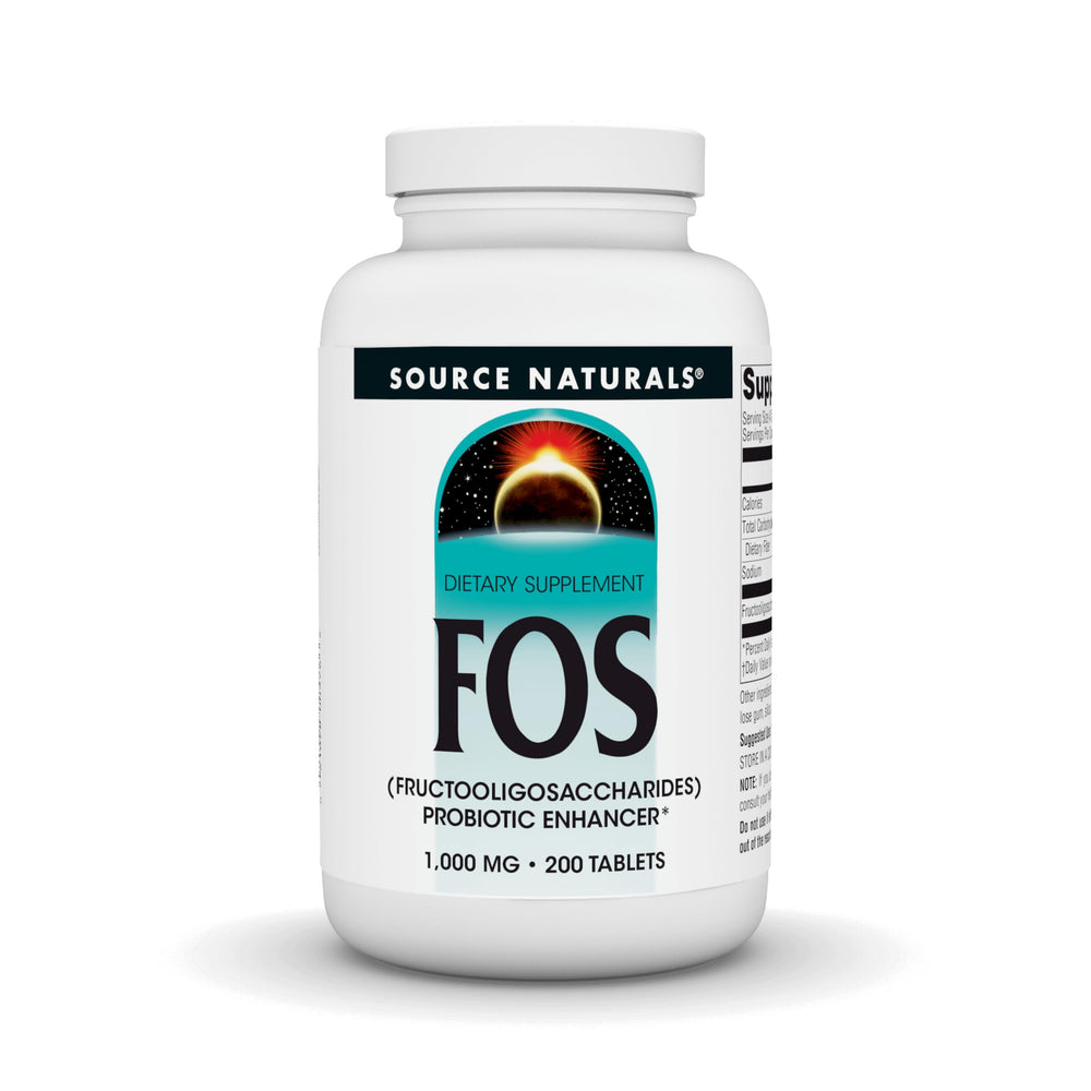 Bottle of Source Naturals FOS 1000 mg with 200 tablets