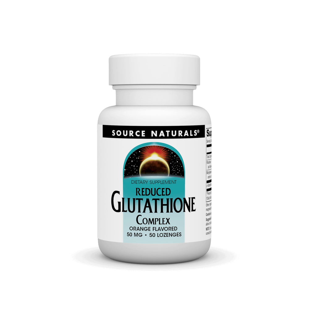 Bottle label for Source Naturals Glutathione Complex with 50 mg per tablet