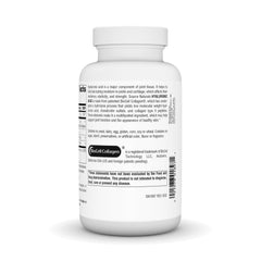 Close-up of Hyaluronic Acid capsules beside the bottle