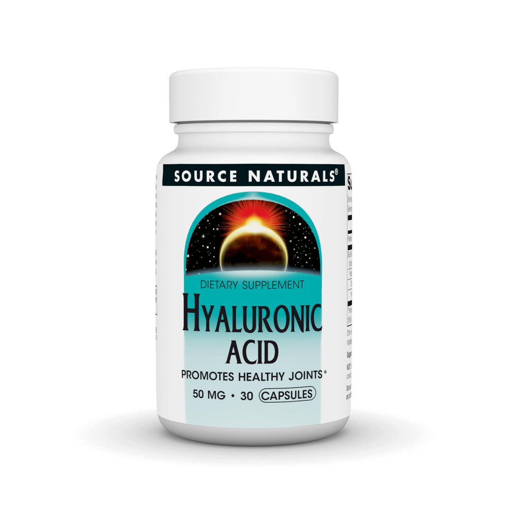 Bottle label of Source Naturals Hyaluronic Acid 50mg 60 capsules