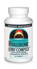 Source Naturals Hyaluronic Joint Complex bottle label with 30 tablets
