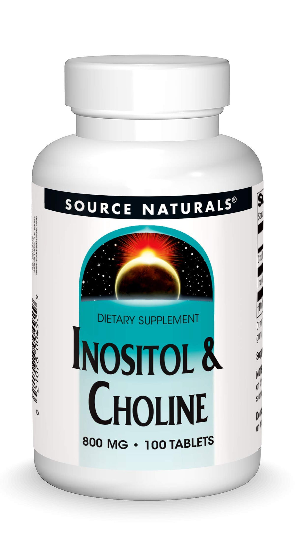 Front view of Source Naturals Inositol & Choline 800 mg bottle