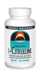 Source Naturals L-Citrulline bottle; supports athletic recovery and detoxification in daily use.