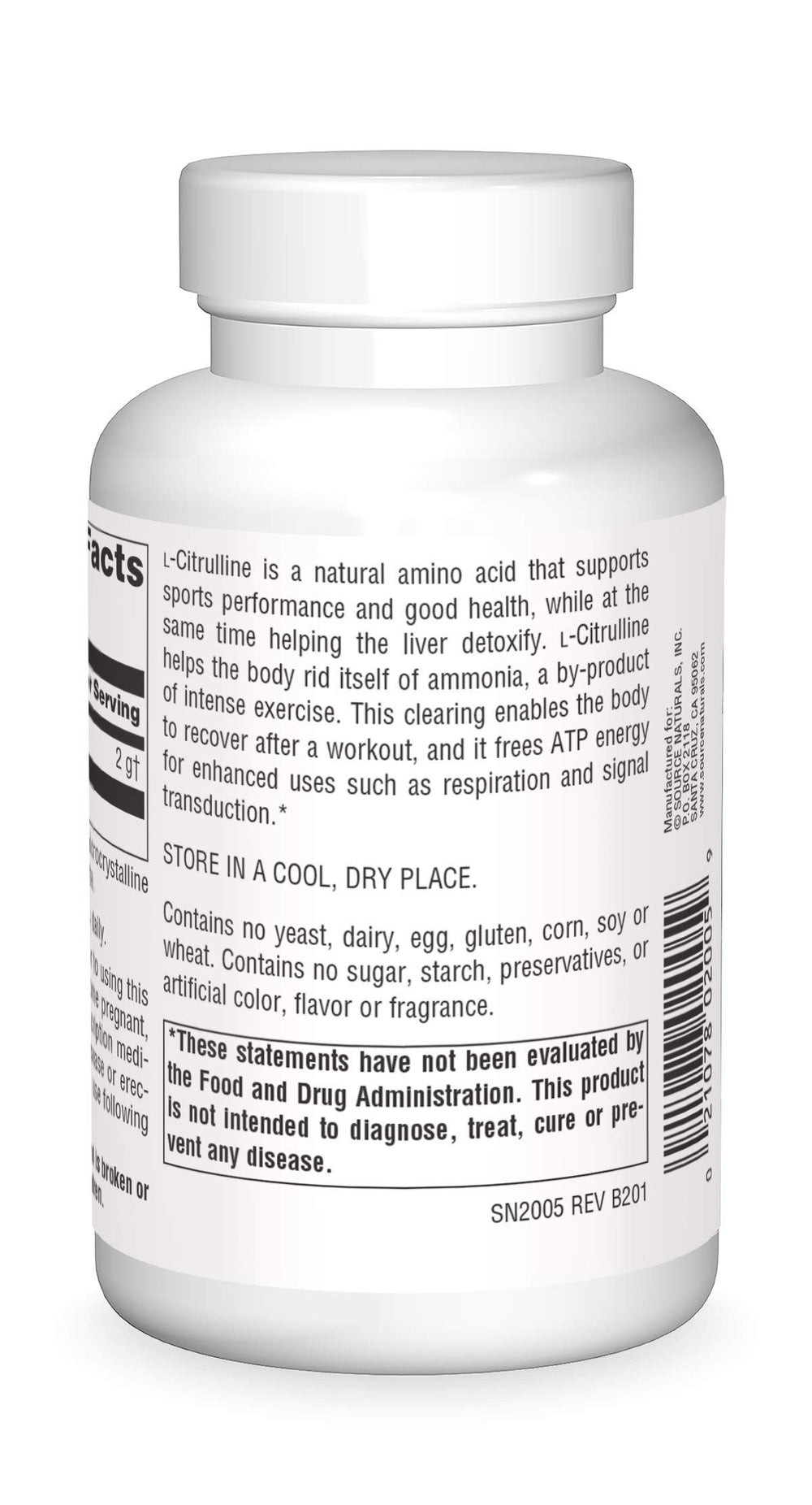 Source Naturals L-Citrulline capsules; convenient form for exercise energy and liver detox support.
