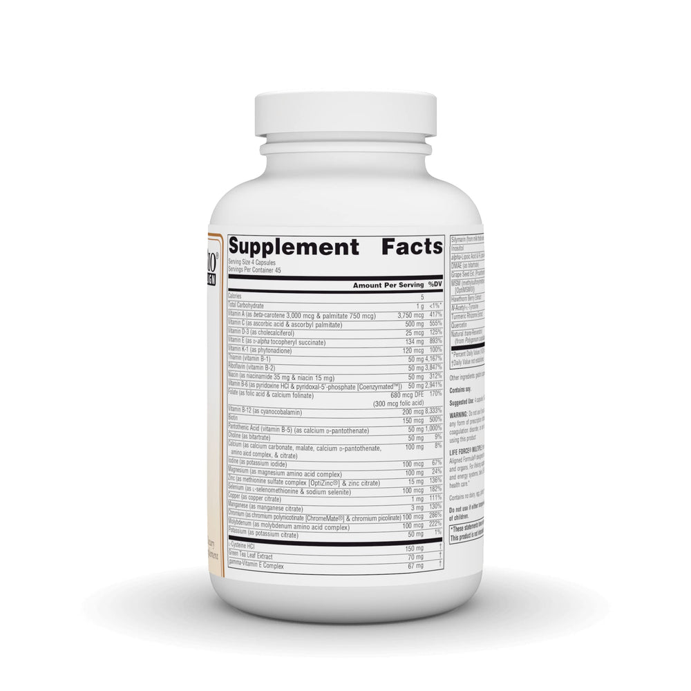 Close-up of Life Force Multiple iron-free label