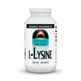 Bottle of Source Naturals L-Lysine Free Form 1000 mg with label
