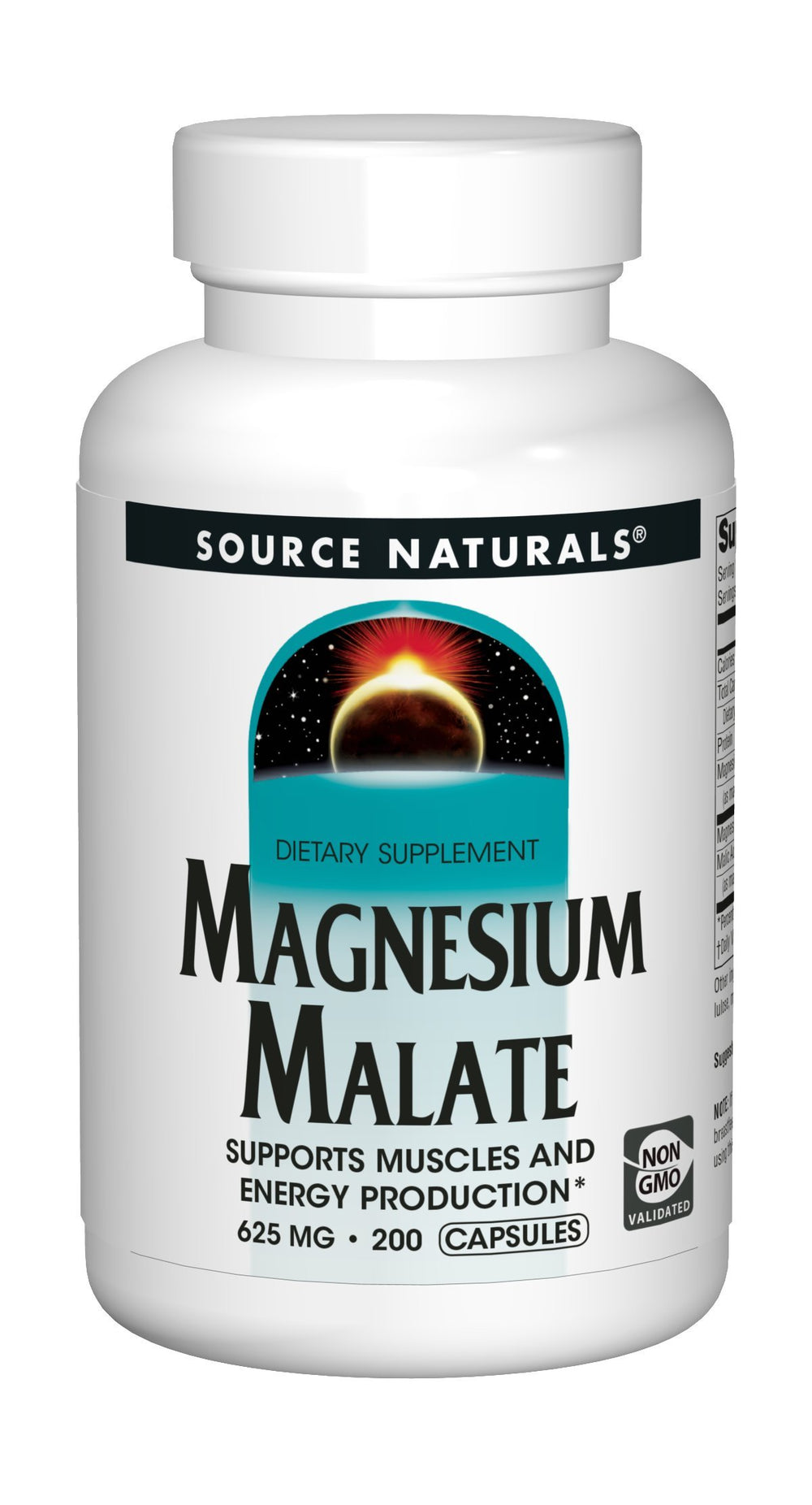 Source Naturals Magnesium Malate 625mg bottle with 200 capsules