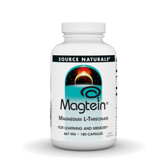 Bottle of Source Naturals Magtein Magnesium L-Threonate 667mg - 180 capsules