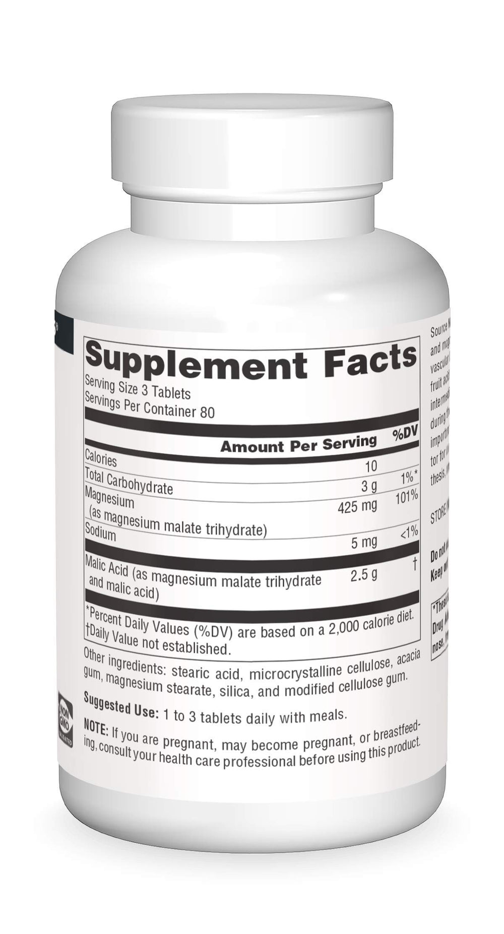 Source Naturals Malic Acid bottle on a white background