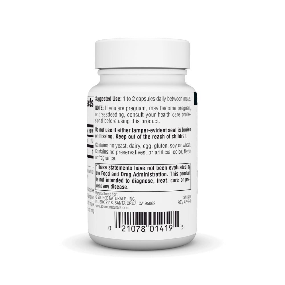 Close-up view of Source Naturals Mastic Gum capsules