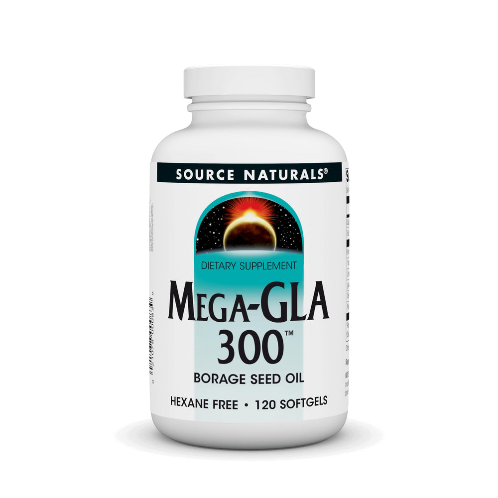 Source Naturals Mega-GLA 300 bottle with 120 softgels