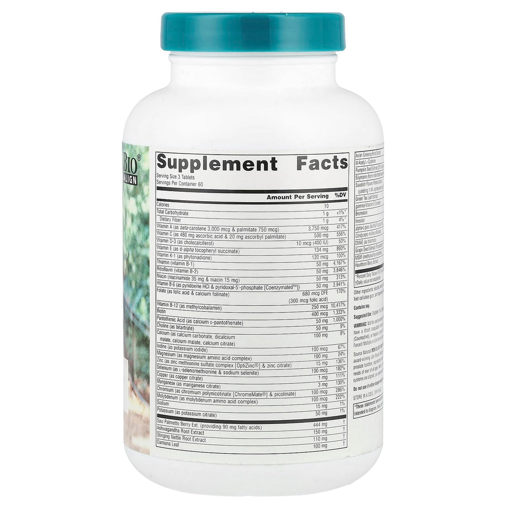 Close-up of Source Naturals Life Force ingredients label showing 13 essential vitamins
