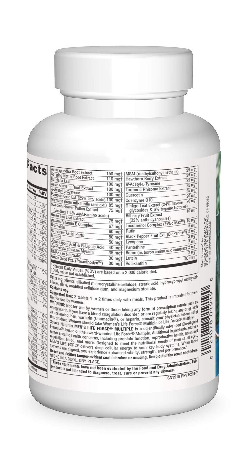 180-tablet bottle of Life Force Multivitamin