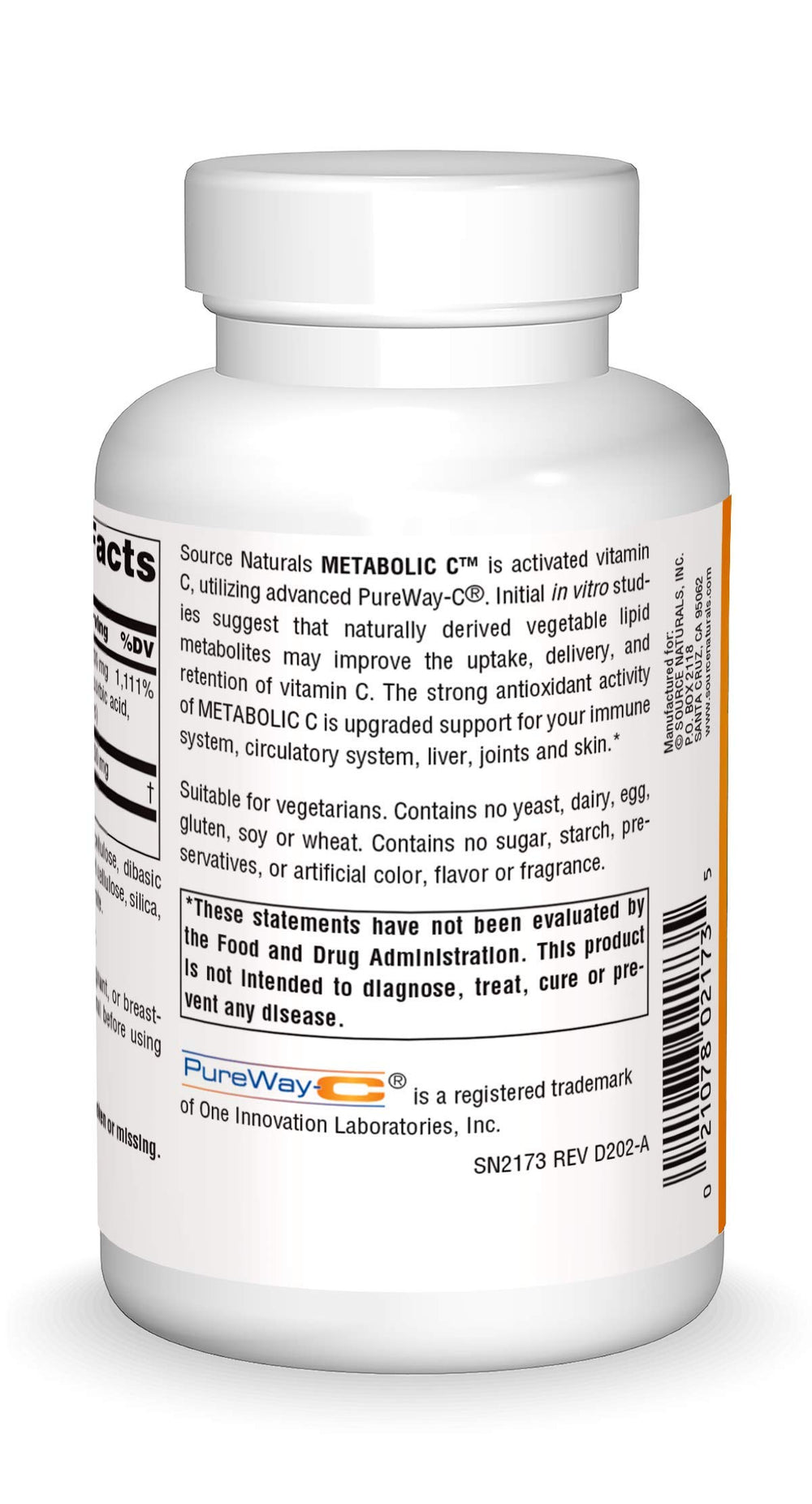Close-up of Metabolic C bottle label
