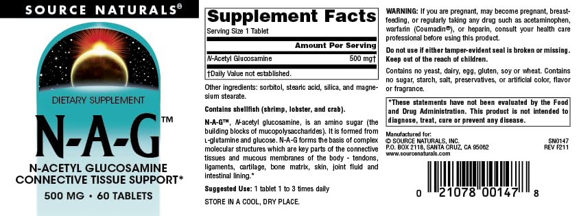 N-A-G supplement facts on bottle label