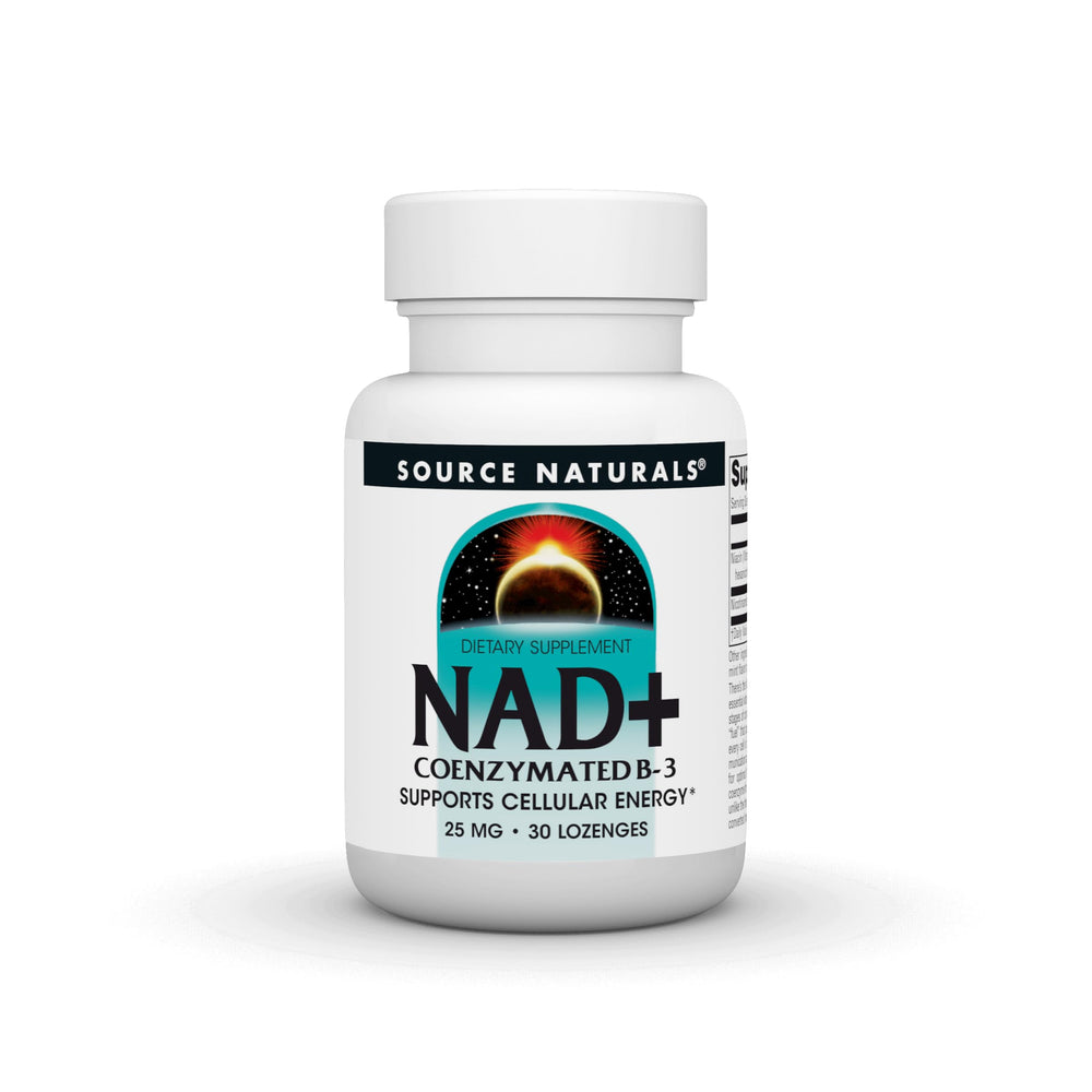 Bottle of Source Naturals NAD+ Coenzymated B-3 25 mg lozenges