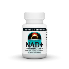 Bottle of Source Naturals NAD+ Coenzymated B-3 25 mg lozenges