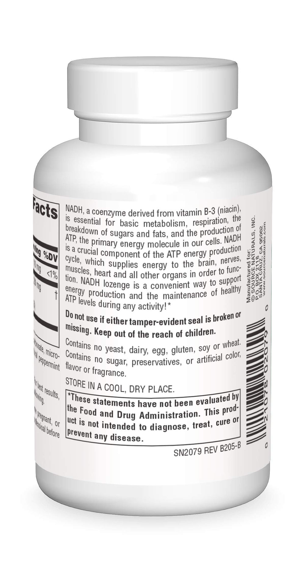 Source Naturals NADH 10mg lozenges dissolving in the mouth for quick use.