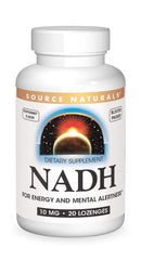 Source Naturals NADH 10mg lozenges packshot for energy support on the go.