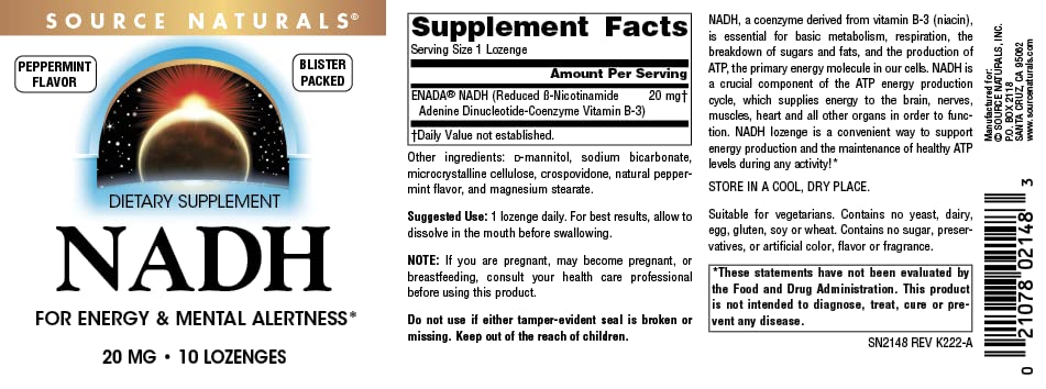 Vegetarian formula icon for NADH lozenges