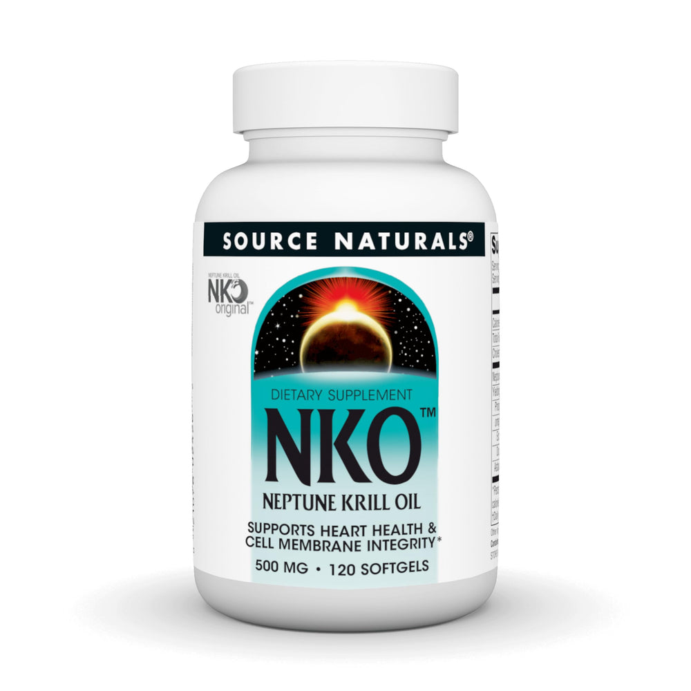 Bottle of Source Naturals NKO Neptune Krill Oil 500mg 120 softgels