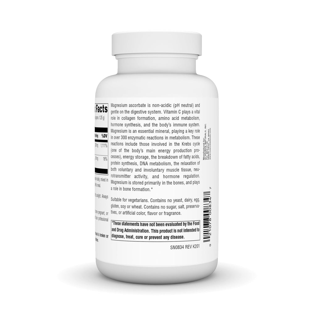 Non-acidic magnesium ascorbate powder with vitamin C
