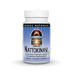 Front view of Source Naturals NSK-SD Nattokinase 200 mg bottle with label
