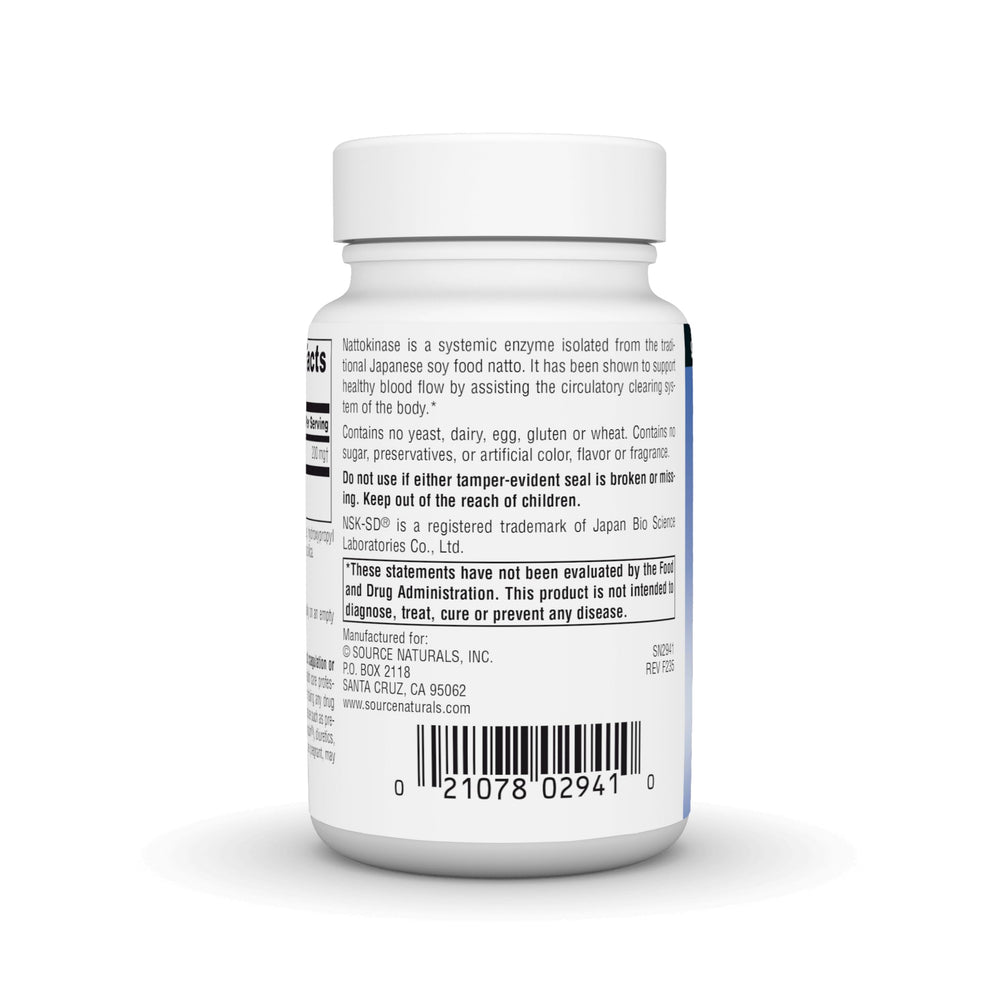 Product label detailing NSK-SD nattokinase information