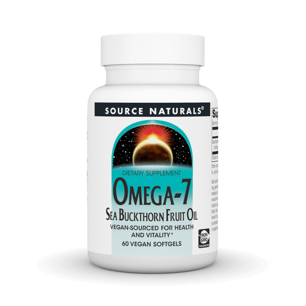Bottle of Source Naturals Omega-7 Sea Buckthorn Softgels