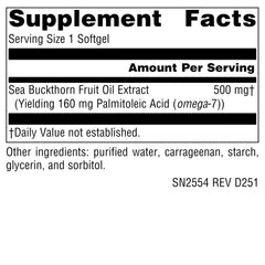 Close-up view of Sea Buckthorn Omega-7 softgels