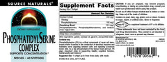 Ingredients list for the phosphatidyl serine complex