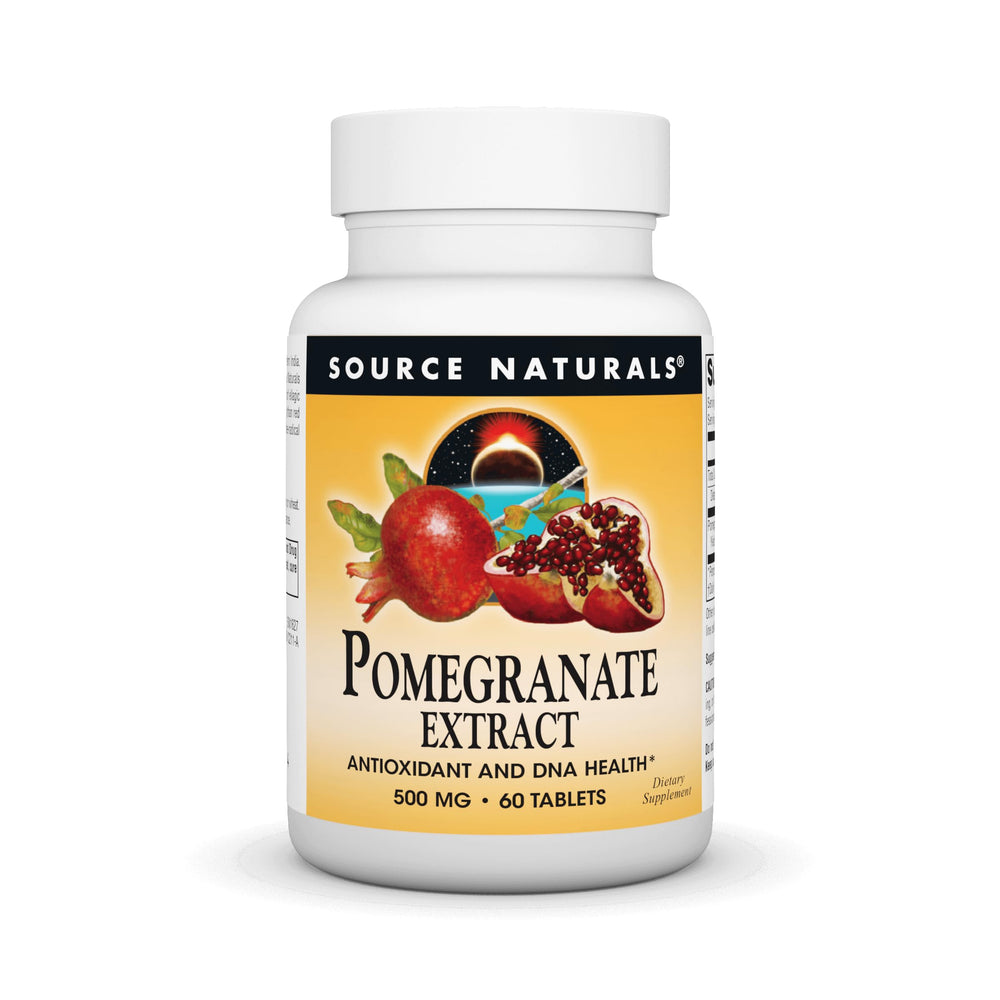 Bottle label for Source Naturals Pomegranate Extract 500mg