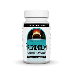 Front view of Source Naturals Pregnenolone 10 mg cherry lozenges bottle