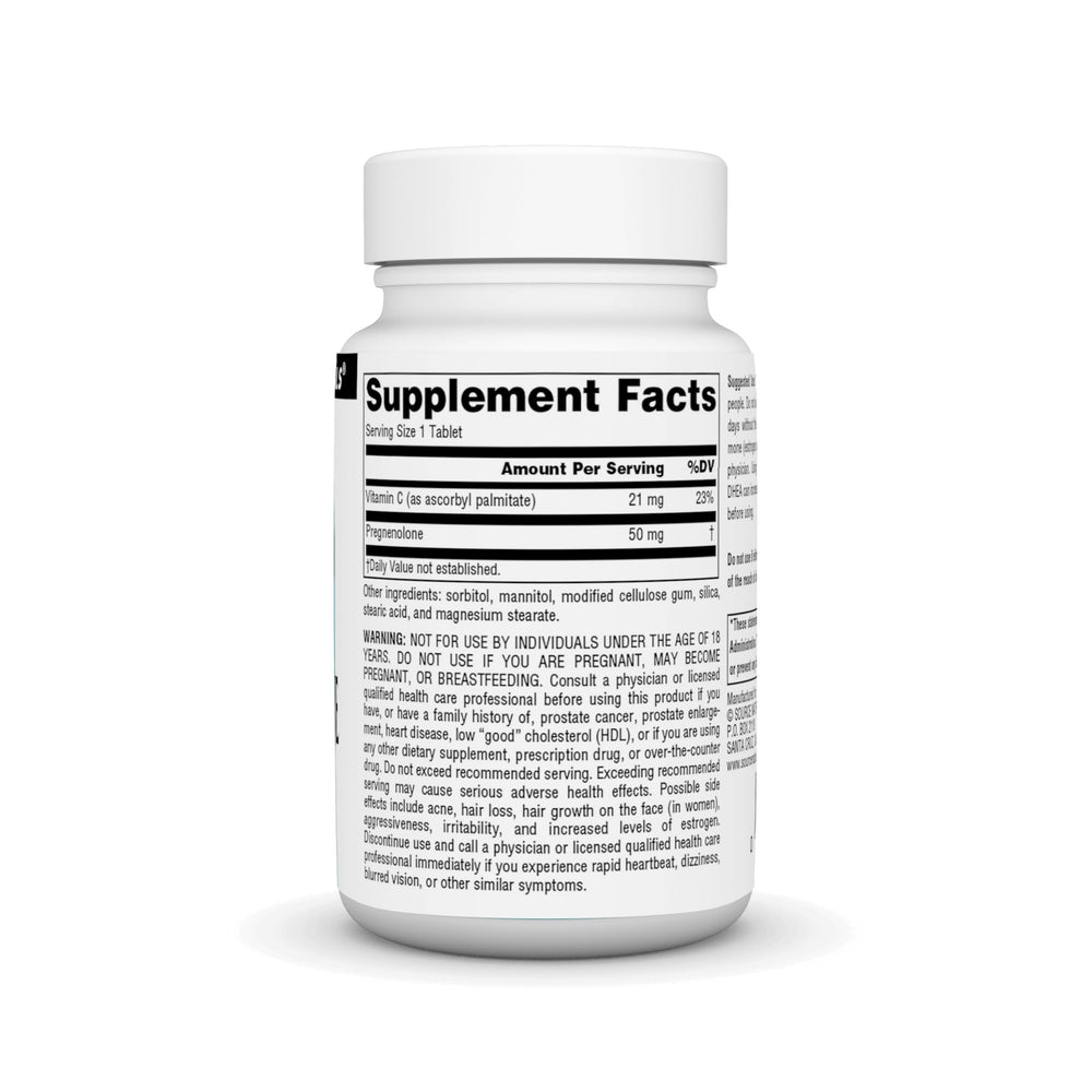 Source Naturals Pregnenolone 50mg label