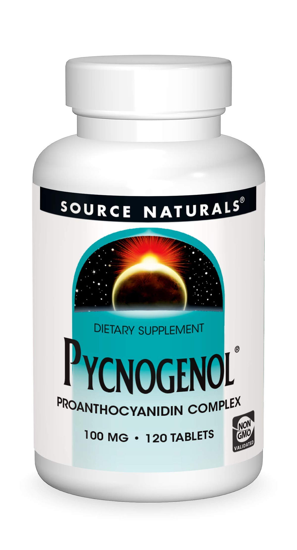 Bottle label for Source Naturals Pycnogenol Proanthocyanidin Complex 100 mg