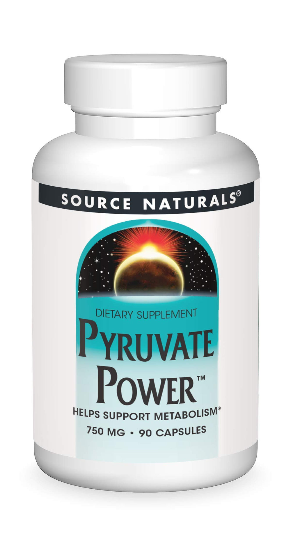 Bottle label for Source Naturals Pyruvate Power 750mg 90 capsules